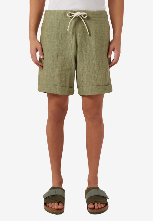 Marané Turned-Up Linen Shorts Khaki MS-LGKHAKI