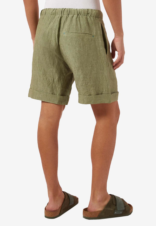 Marané Turned-Up Linen Shorts Khaki MS-LGKHAKI