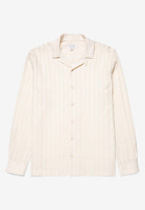 Sunspel Embroidered Striped Shirt Ecru MSHT2080-WHCRWHITE