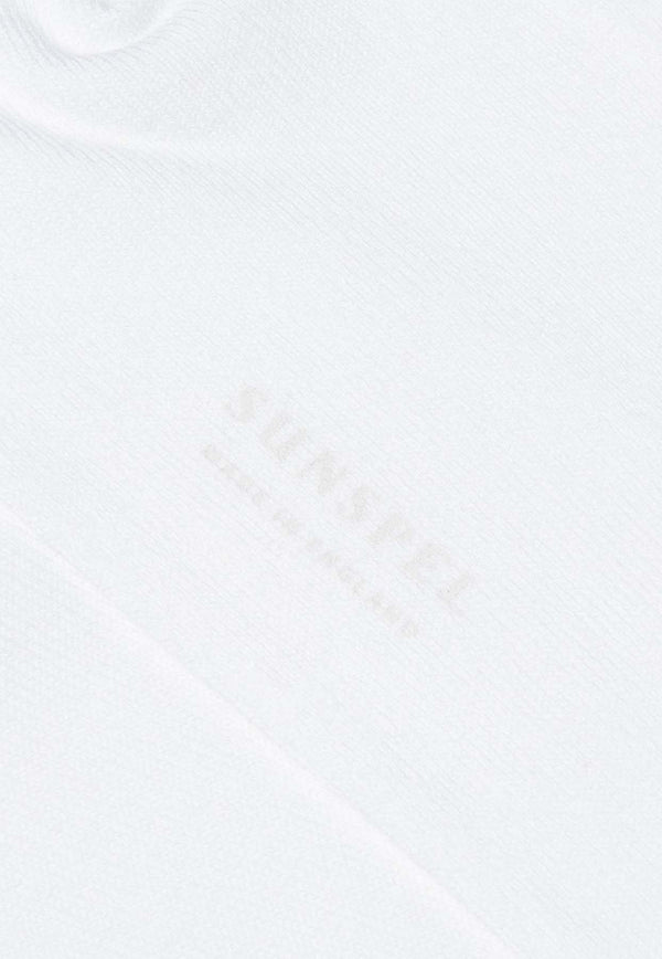 Sunspel Logo Print Ribbed Socks White MSOC9160WHITE