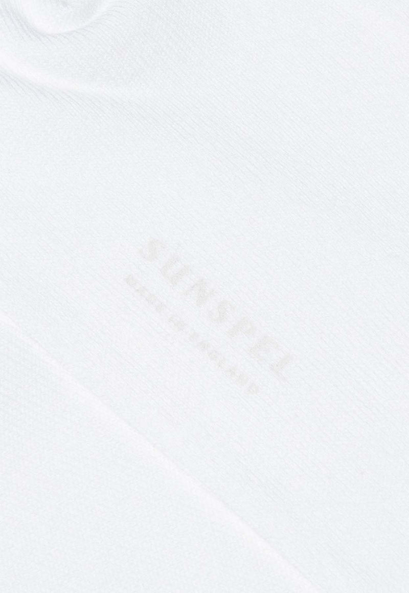 Sunspel Logo Print Ribbed Socks White MSOC9160WHITE