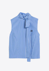 Miu Miu Sleeveless Striped Shirt Blue MT1806OOO15PI/P_MIU-F0013