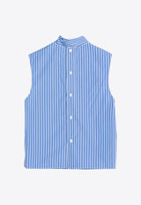 Miu Miu Sleeveless Striped Shirt Blue MT1806OOO15PI/P_MIU-F0013