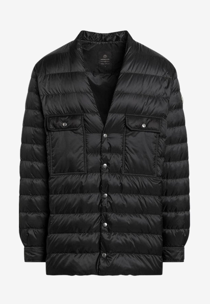 Moncler + Rick Owens Quilted Down V-neck Jacket Black MU02D2F01M4426/P_RICKO-999