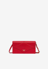 MCM Large Diamond-Quilt Leather Chain Clutch Red MYLEAAK01RED