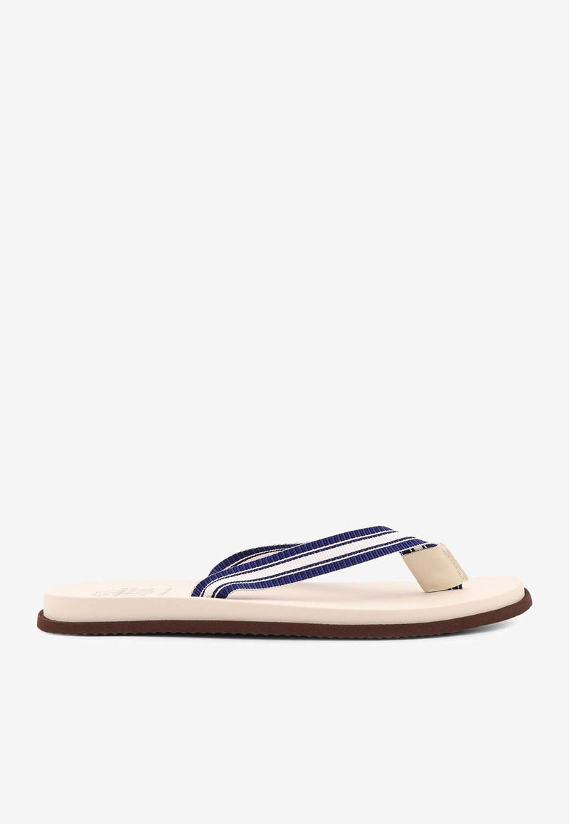 Brunello Cucinelli Striped Rubber Flip Flops Beige MZUNAVH328_CJR38