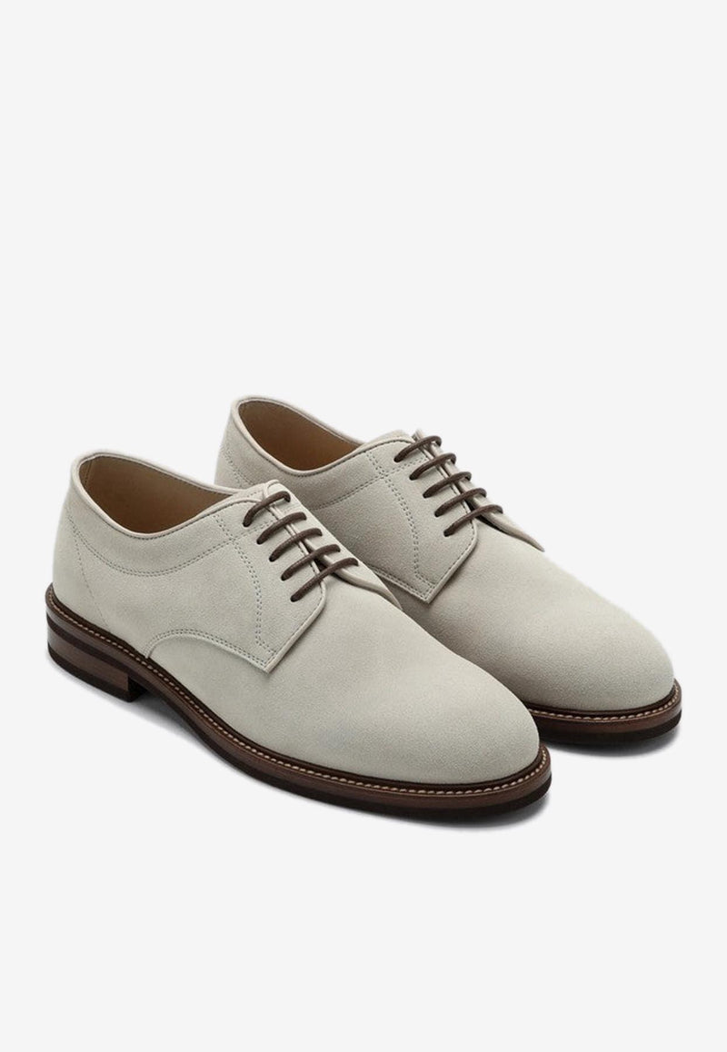 Brunello Cucinelli Classic Suede Derby Shoes Beige MZUNICK771LE/P_CUCIN-C8291