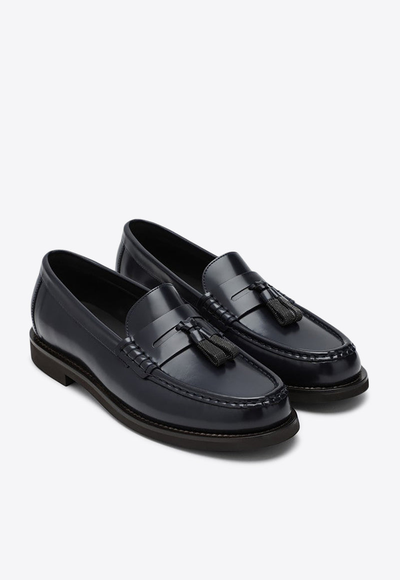 Brunello Cucinelli Penny Tassel Leather Loafers Midnight Blue MZVNG2739PLE/P_CUCIN-C8901