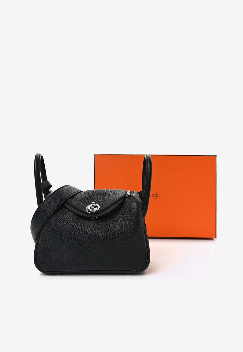 Hermès Mini Lindy 20 in Black Clemence Leather with Palladium Hardware