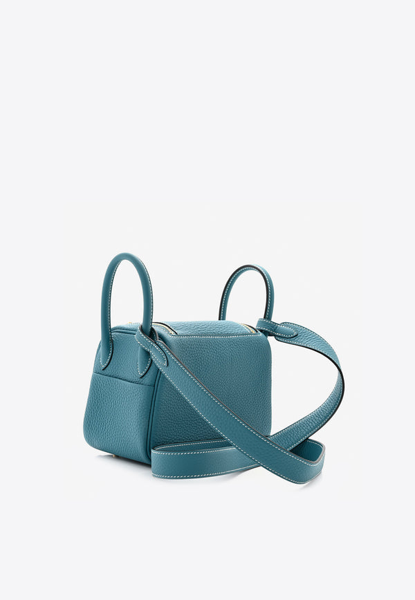 Hermès Mini Lindy 20 in New Bleu Jean Clemence with Gold Hardware