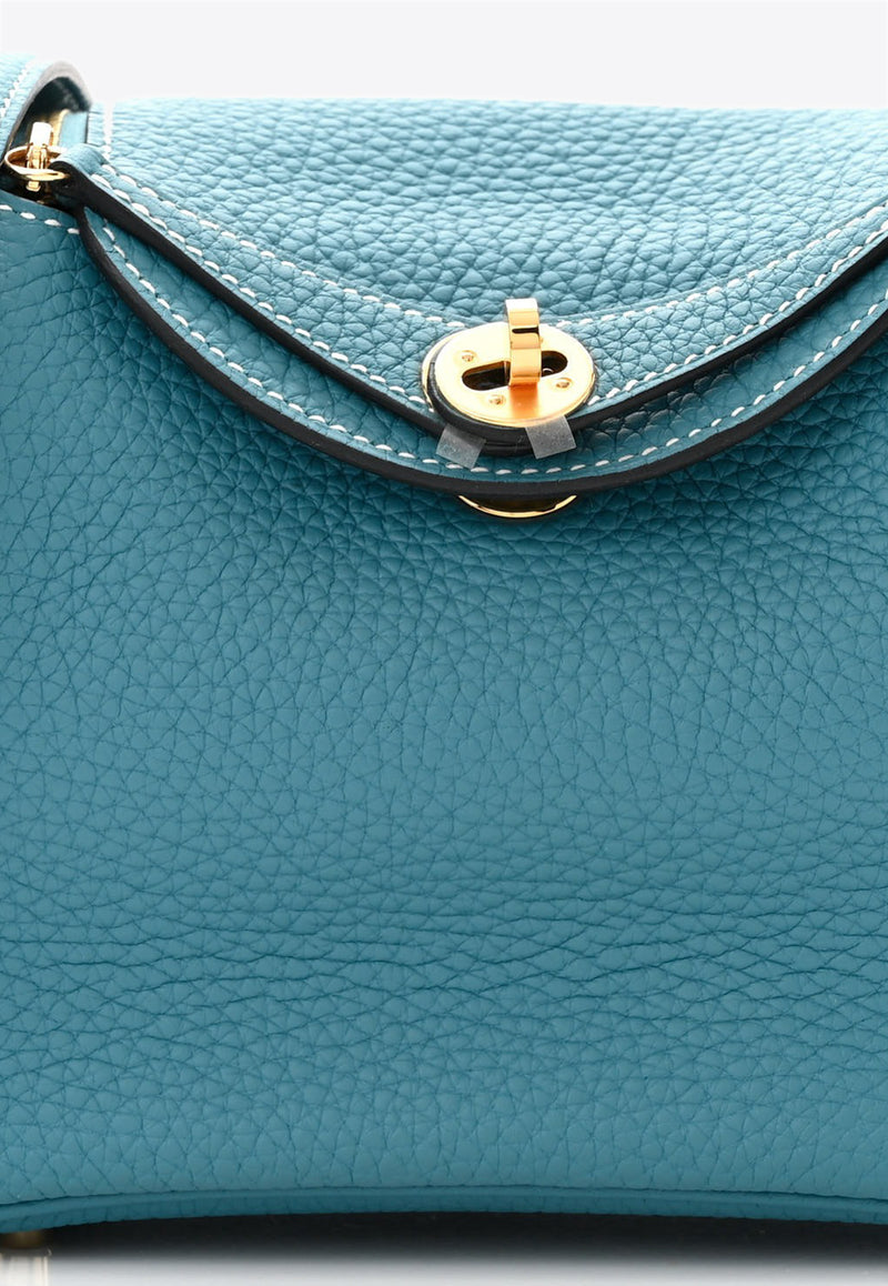 Hermès Mini Lindy 20 in New Bleu Jean Clemence with Gold Hardware