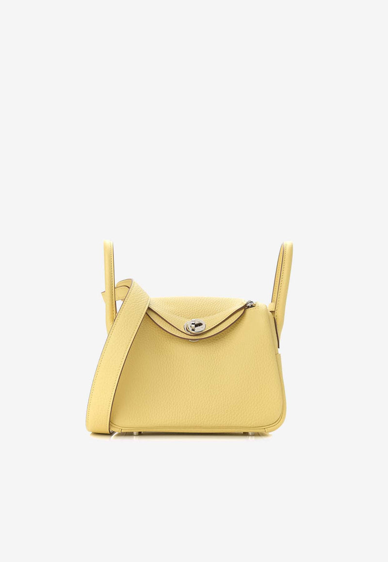 Hermès Mini Lindy 20 in Jaune Poussin Clemence Leather with Palladium Hardware