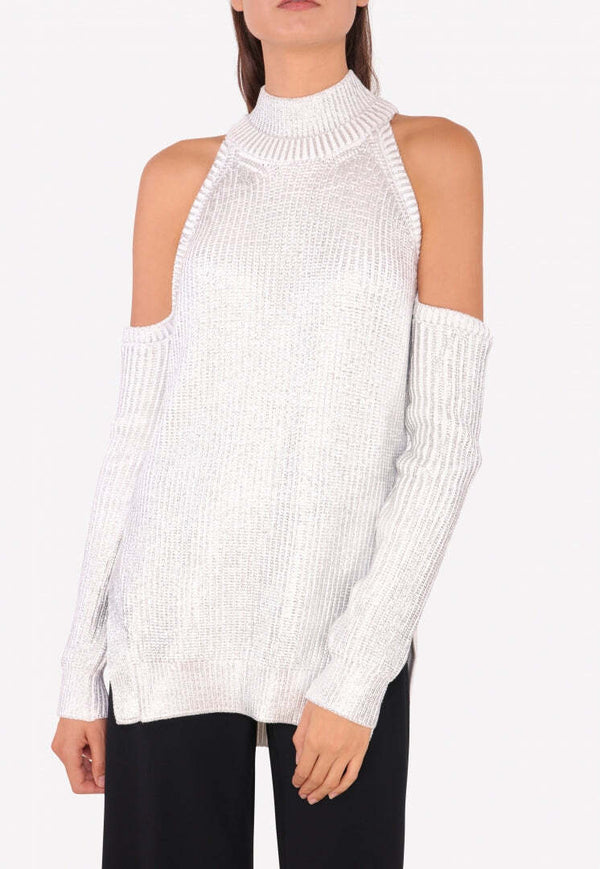 Cold-Shoulder Cable Knit Top