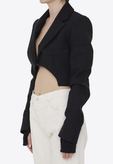 Off White Asymmetrical Cropped Jacket Black OWEF108S23-FAB001-1000