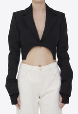 Off White Asymmetrical Cropped Jacket Black OWEF108S23-FAB001-1000