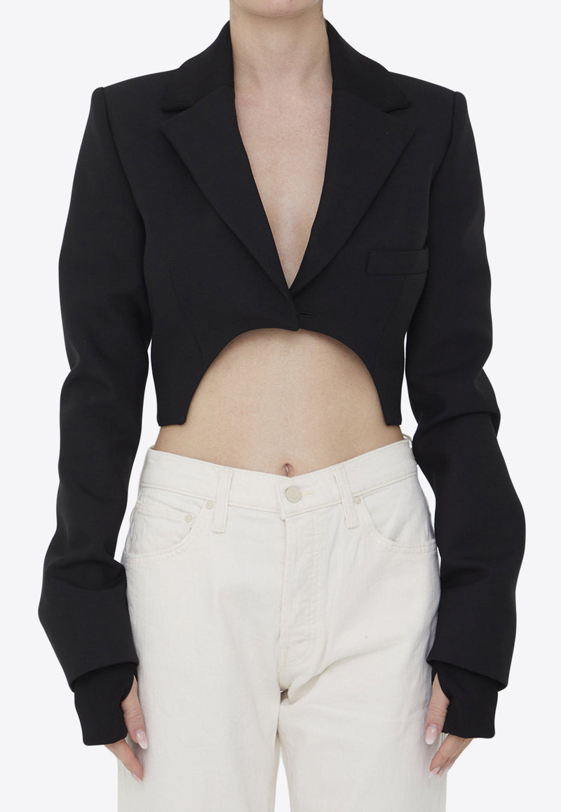 Off White Asymmetrical Cropped Jacket Black OWEF108S23-FAB001-1000