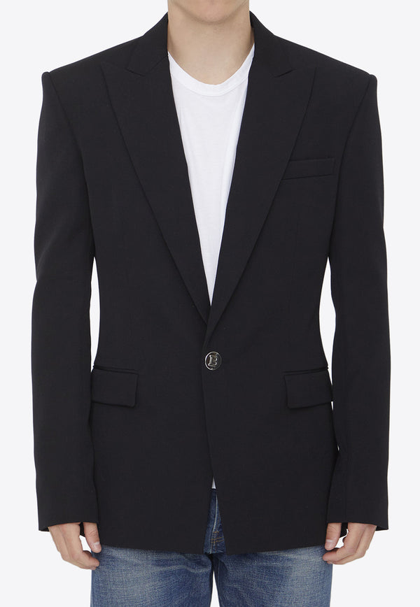 Balmain Single-Breasted Wool Blazer Black BH1SE035WC09--0PA