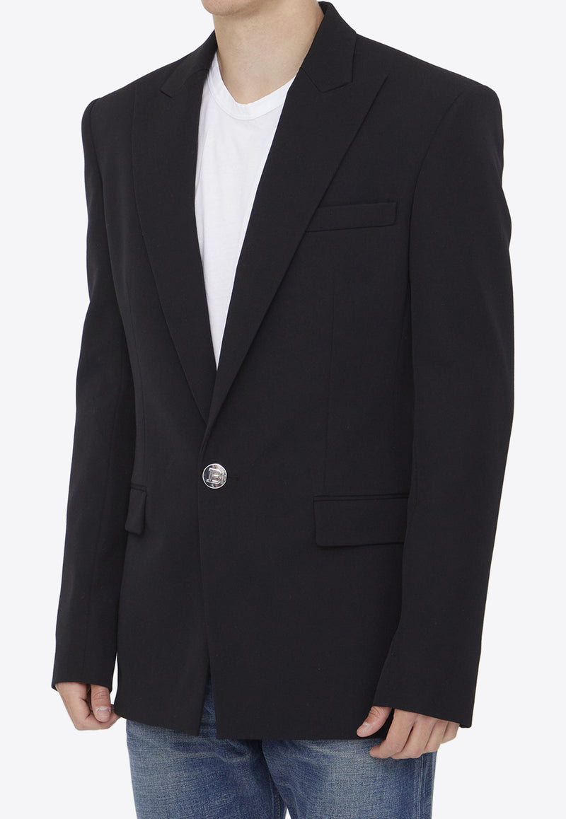 Balmain Single-Breasted Wool Blazer Black BH1SE035WC09--0PA