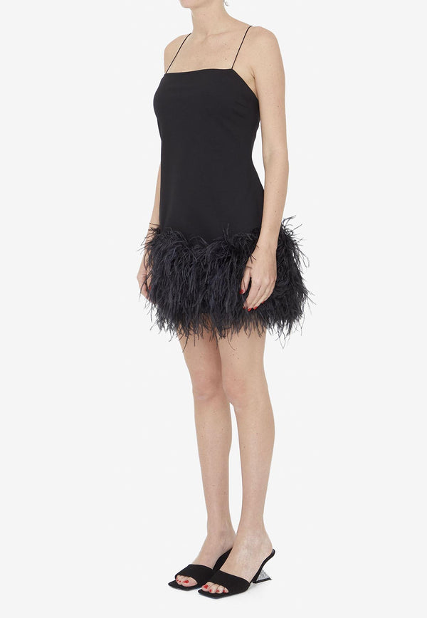 The Attico Fujiko Feather-Trimmed Mini Dress Black 236WCA233-RY02F-100