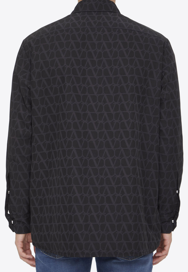 Valentino VLogo Pattern Long-Sleeved Shirt 3V3CIA96-9G3-MXM Black