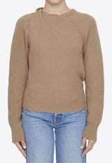 Stella McCartney Ribbed-Knit Cashmere Sweater 6K0470-3S2418-2051 Beige