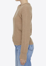 Stella McCartney Ribbed-Knit Cashmere Sweater 6K0470-3S2418-2051 Beige