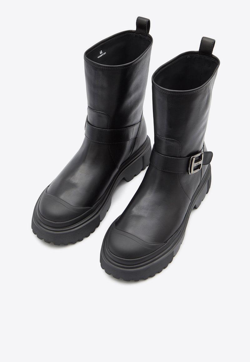 Hogan H619 Biker Boots in Leather HXW6190FC40-KXT-B999