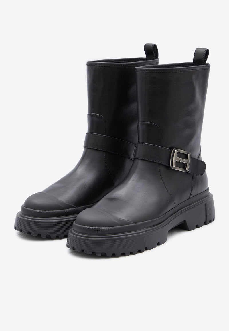 Hogan H619 Biker Boots in Leather HXW6190FC40-KXT-B999