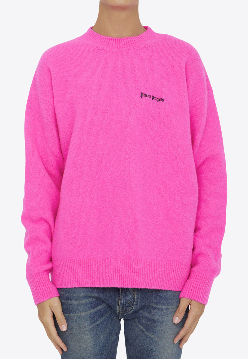 Palm Angels Logo Embroidery Wool Blend Sweater Fuchsia PMHE054F23KNI005--3210