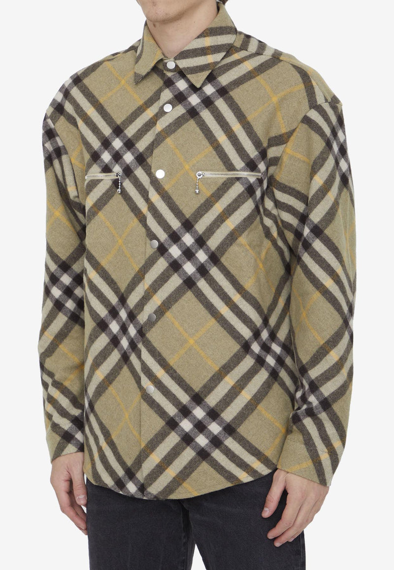 Burberry Wool Blend Checked Overshirt 8076470--B7363