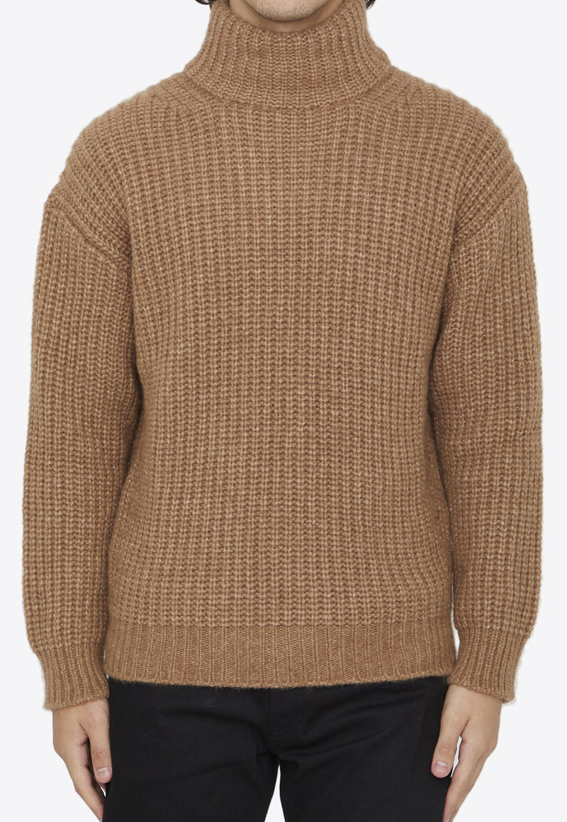 Roberto Collina Rib-Knit Alpaca Sweater RP47203--6 Camel