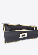 Roger Vivier Asymmetrical Crystal Buckle Satin Clutch RBWAOOX0200-RS0-B999 Black