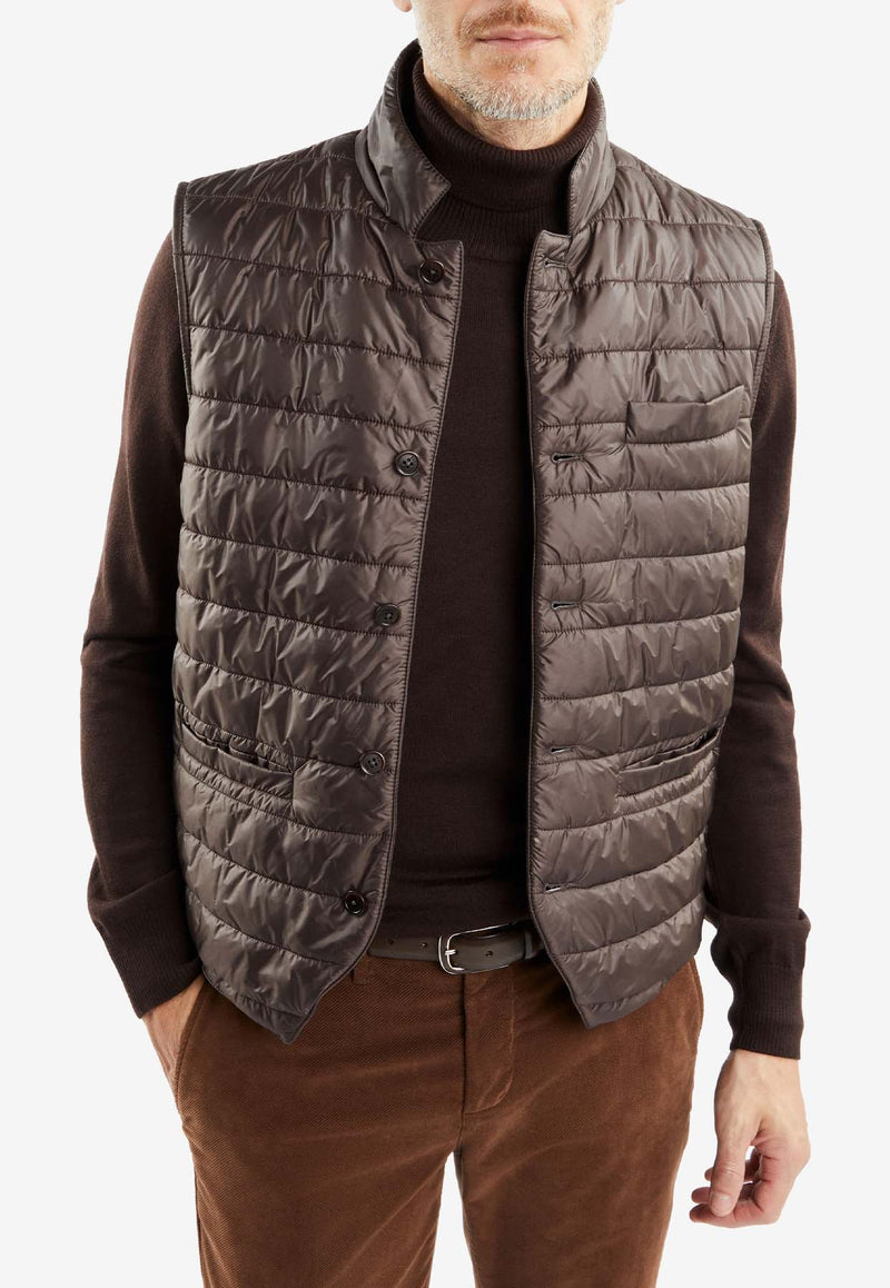 Fay Archive Quilted Buttoned Vest Brown NAM20490640WLWS808BROWN