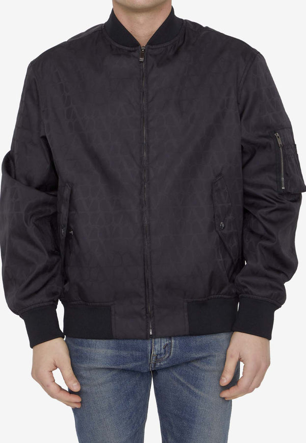 Valentino Toile Iconographe Print Bomber Jacket Black 4V3CIF159-UW-MXM