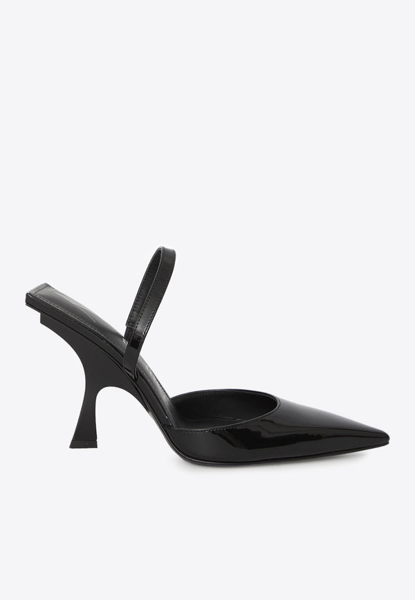 The Attico Ester 95 Patent Leather Slingback Pumps Black WS790-E056-100