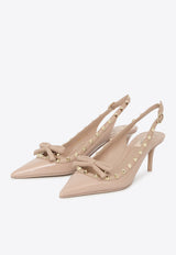 Valentino Rockstud 60 Bow Detail Slingback Pumps Pink 4W2S0IB8-TZE-GF9