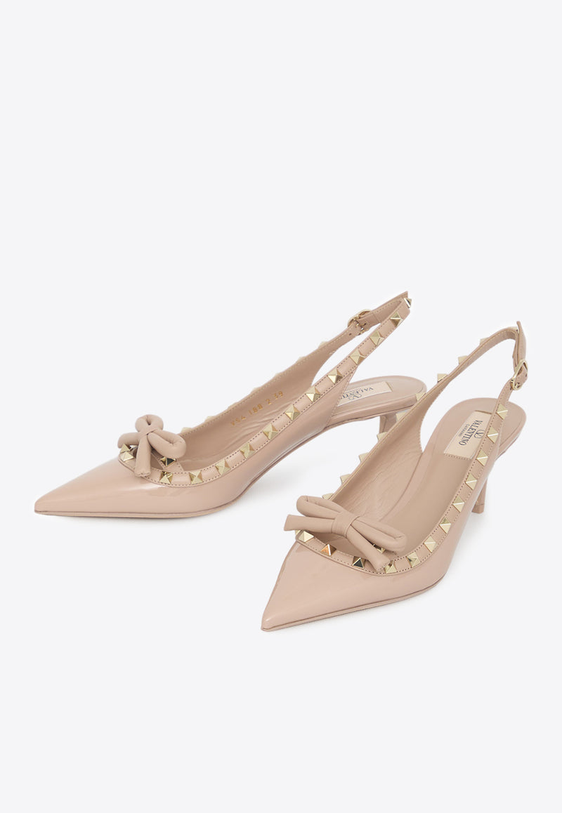 Valentino Rockstud 60 Bow Detail Slingback Pumps Pink 4W2S0IB8-TZE-GF9