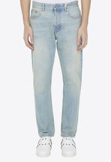 Valentino Logo Patch Straight-Leg Jeans Blue 4V3DE03D-9WD-508