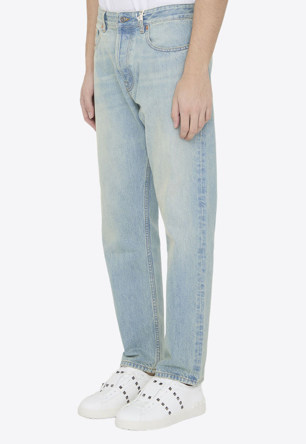 Valentino Logo Patch Straight-Leg Jeans Blue 4V3DE03D-9WD-508