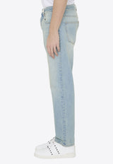 Valentino Logo Patch Straight-Leg Jeans Blue 4V3DE03D-9WD-508