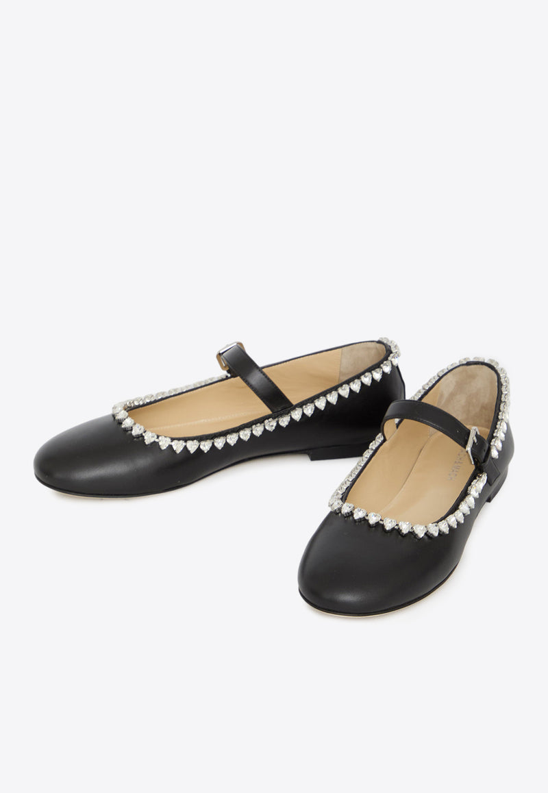 Mach 
Mach Audrey Crystal-Embellished Ballerina Flats R24-S0383-NAP-BLK