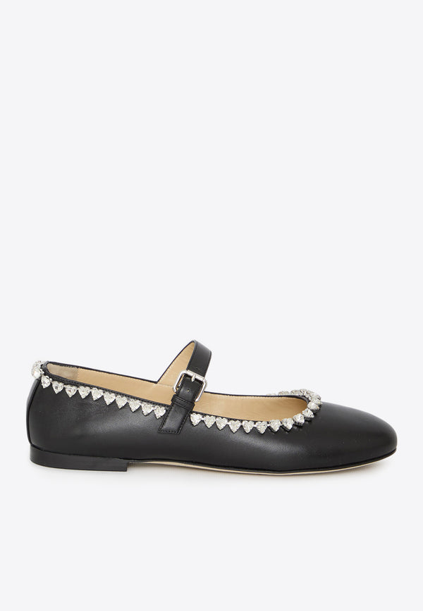 Mach 
Mach Audrey Crystal-Embellished Ballerina Flats R24-S0383-NAP-BLK