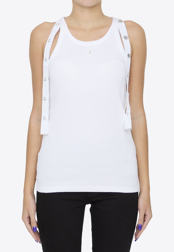 The Attico Logo Appliqué Ribbed Tank Top White WCT229-J038-001