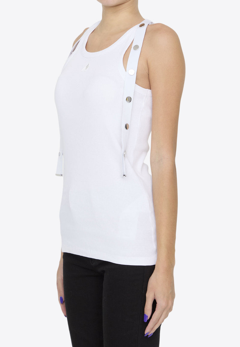 The Attico Logo Appliqué Ribbed Tank Top White WCT229-J038-001