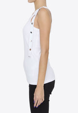 The Attico Logo Appliqué Ribbed Tank Top White WCT229-J038-001