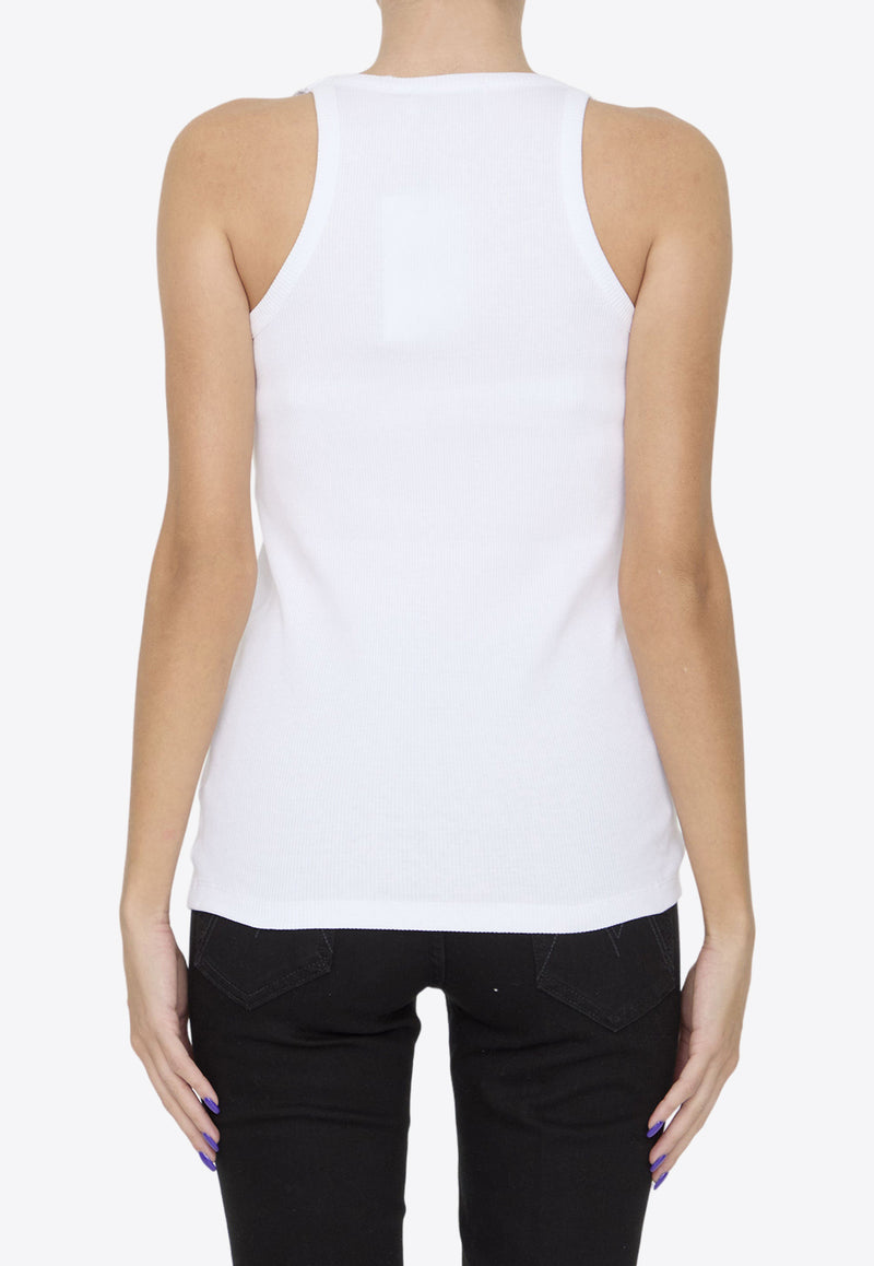 The Attico Logo Appliqué Ribbed Tank Top White WCT229-J038-001