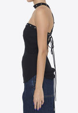 The Attico Halterneck Sleeveless Ribbed Top Black WCT238-J038-100