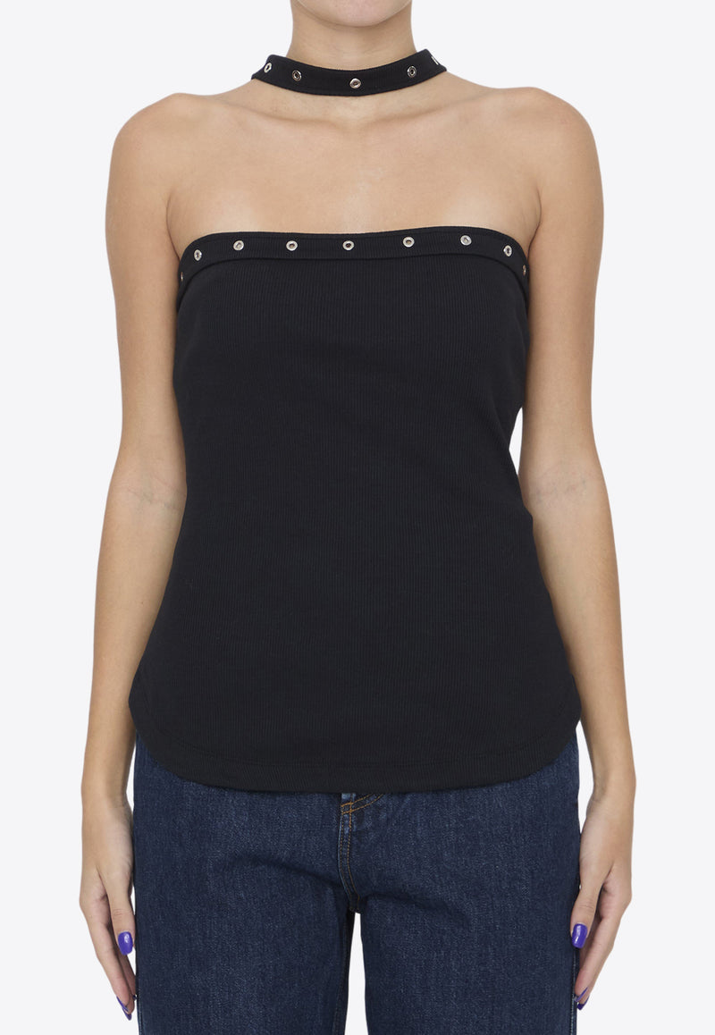 The Attico Halterneck Sleeveless Ribbed Top Black WCT238-J038-100