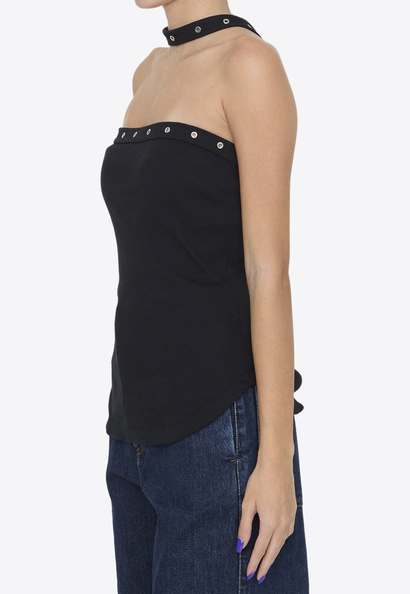 The Attico Halterneck Sleeveless Ribbed Top Black WCT238-J038-100