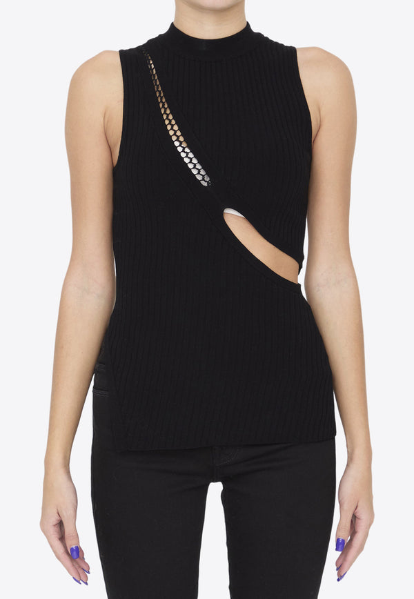 The Attico Cut-Out Sleeveless Rib Knit Top Black WCT248-KV001-100